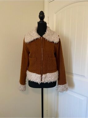 Forever 21 Brown & Cream Faux Shearling Jacket